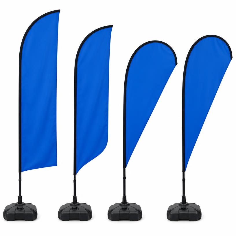 Feather and Teardrop Flags, Knitted Polyester, Fiberglass Pole