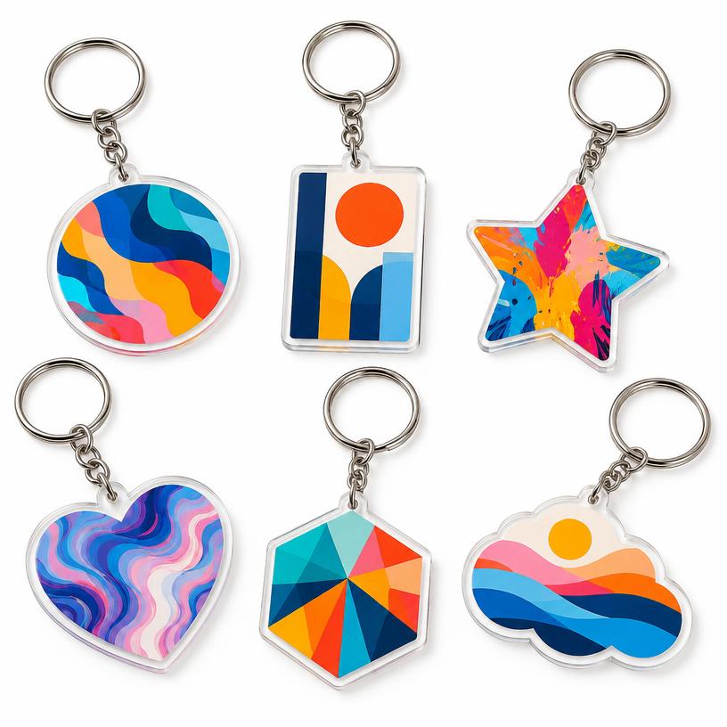 Printed Acrylic Keychains, Clear Acrylic