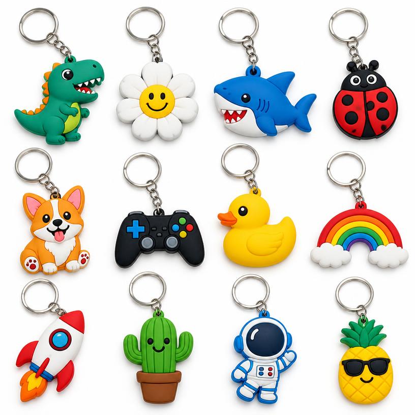 PVC Rubber 3D Keychains, Soft PVC Rubber