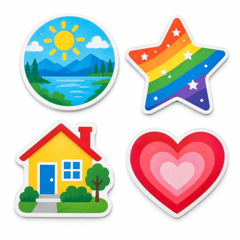 Die-Cut Shape Magnets, Flexible Magnet, 20 mil