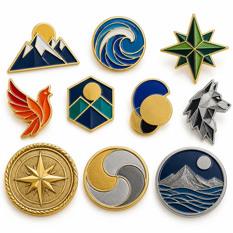 Enamel Pins and Challenge Coins, Zinc Alloy, Enamel