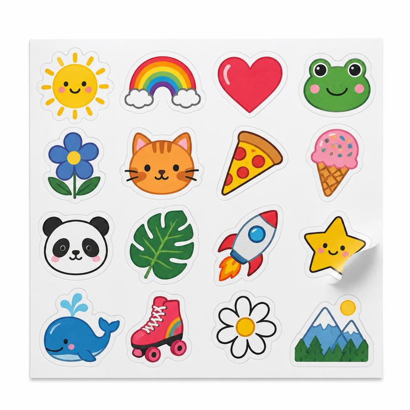 Kiss-Cut Sticker Sheets, Vinyl on Backing Sheet