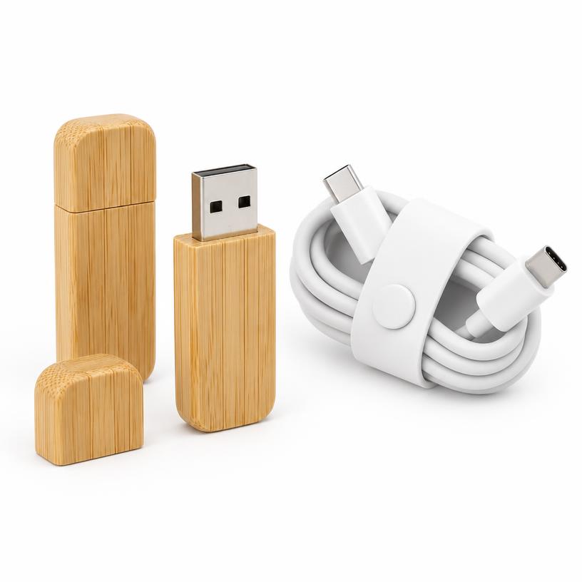 USB Drives and Cable Kits, Bamboo, ABS
