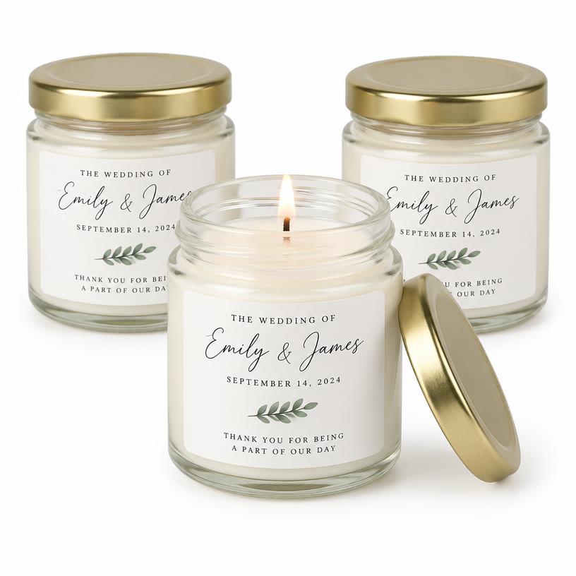 Candle Favors, Soy Wax, Glass Jar