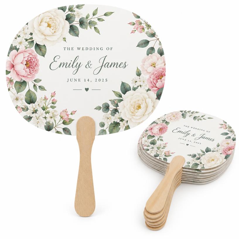 Wedding Program Fans, Heavy Cardstock, Wood Handle