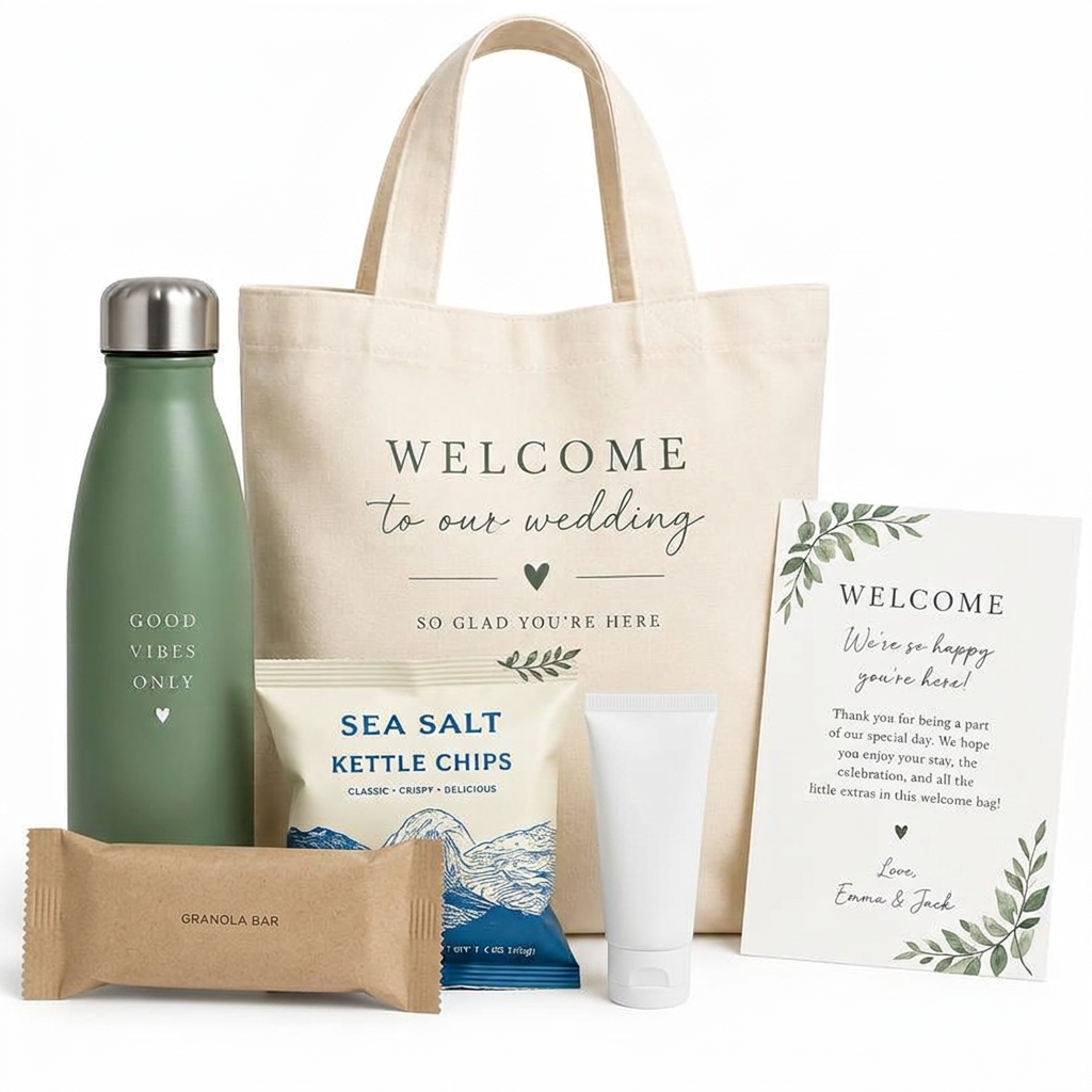 Wedding Welcome Bags, Canvas Tote + Custom Fillers