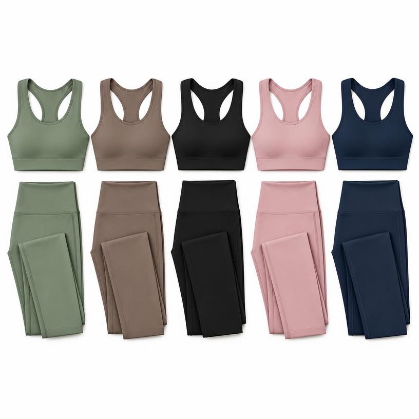 Seamless Leggings and Sports Bra Sets, Nylon + Spandex