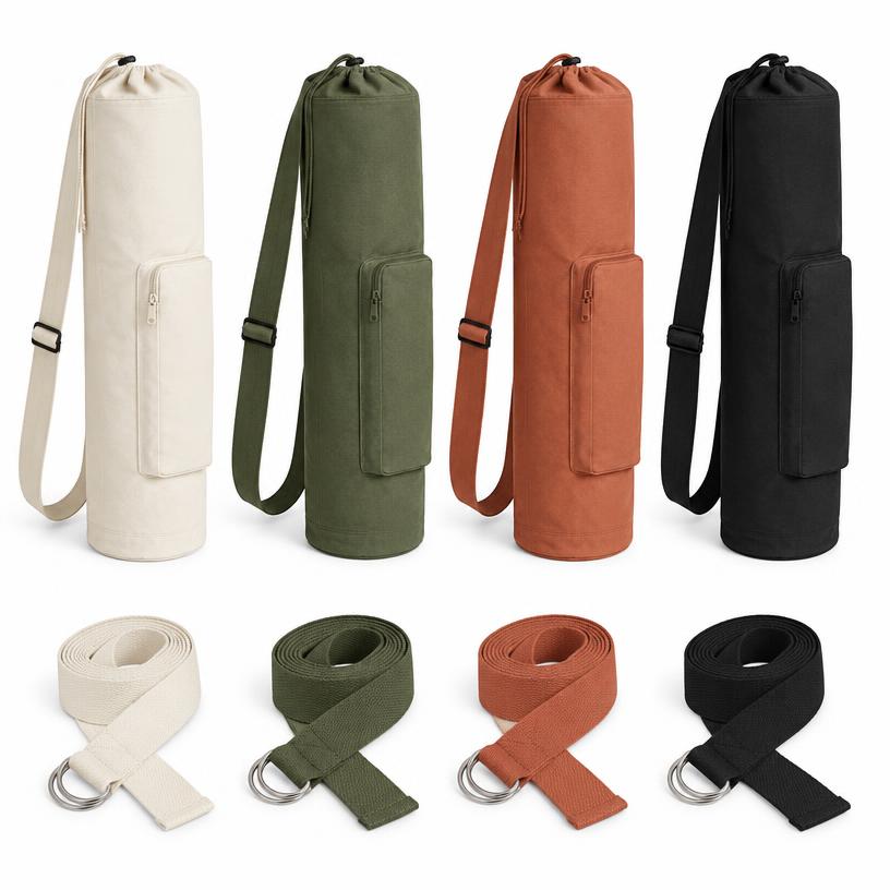 Yoga Mat Bags and Straps, Heavy Canvas, Cotton Webbing
