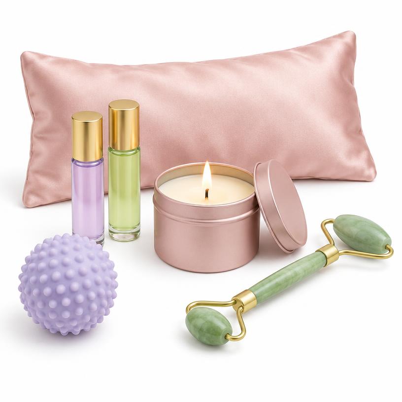 Spa and Wellness Gift Sets, Satin, Glass, Soy Wax, Jade